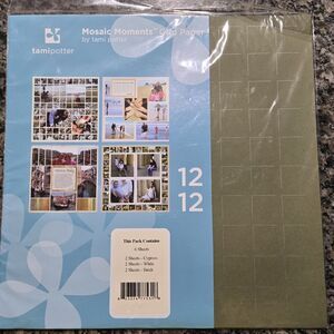 Mosaic Moments By TAMI Potter 12x12 Grid Paper Pack - Cypress, White, Birch New